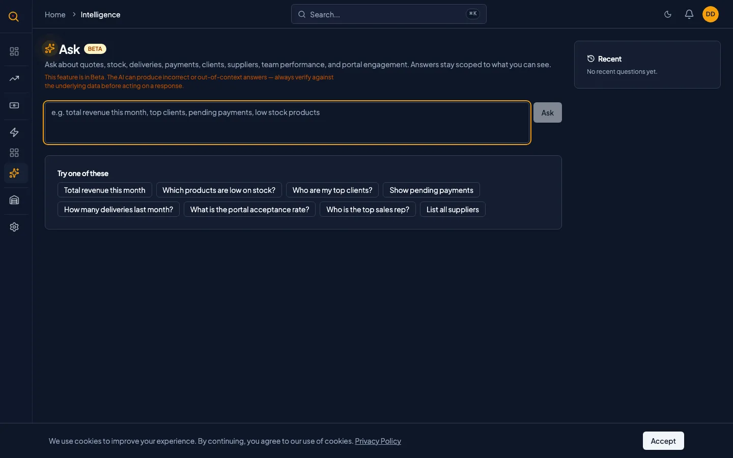 A complete Ask AI response showing a markdown summary, chart, and clickable entities